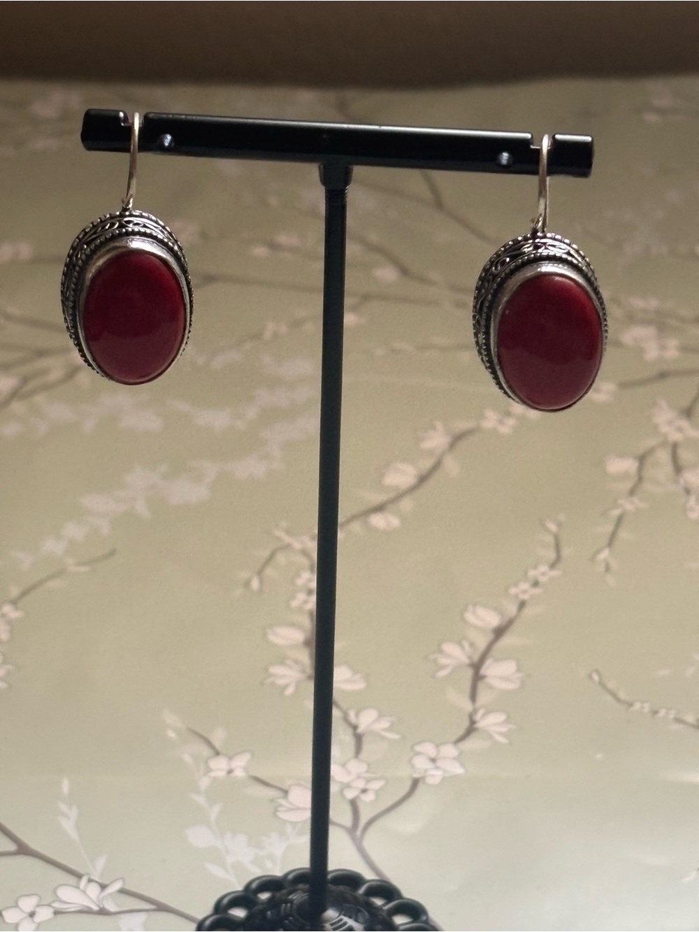 Coral Sterling silver earrings